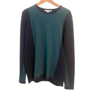 Autumn Cashmere Colorblock Sweater Teal Navy L Geometric Modern Minimalist Urban